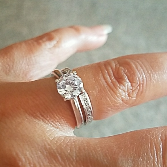 Jewelry | 1ct Solitaire Engagement Ring Wedding Band 2pc Set | Poshmark